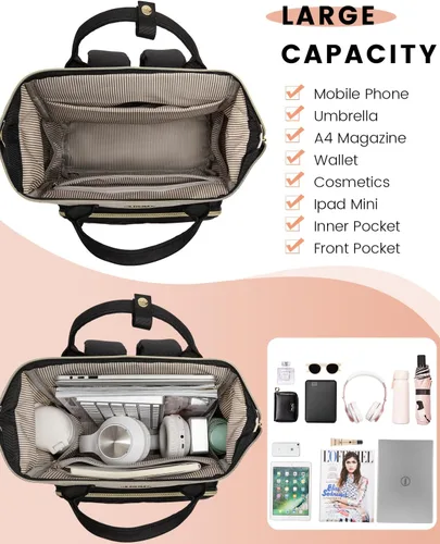 Miniatura 3 de LOVEVOOK Mochila de moda para mujer, Beige-negro-marrón, Elegante