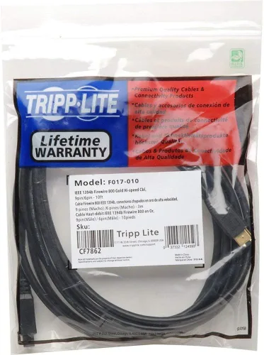 Miniatura 5 de Tripp Lite FireWire 800 IEEE 1394b Cable de alta velocidad (9 pines/6 pines) de 10 pies (F017-010), color negro