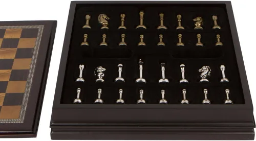 Miniatura 3 de Juego de ajedrez con tablero de madera y piezas de metal, 12 pulgadas