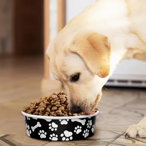 Miniatura 6 de Whaline 50 cuencos desechables para mascotas, cuencos de papel blanco y negro para perros, plato pequeño para perros de 16 onzas, 2 tazas, bandeja