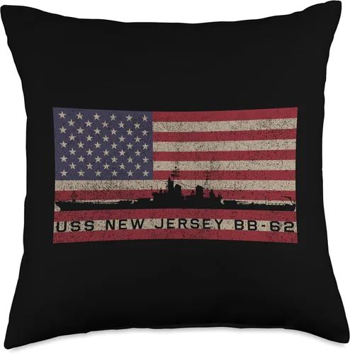 Miniatura 5 de Estados Unidos Battleships Banderas USS New Jersey BB-62 WW2 Battleship USA American Flag Throw Pillow, 16 x 16, multicolor
