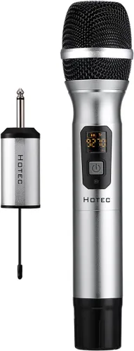 Miniatura 11 de HOTEC Micrófonos inalámbricos Dual UHF Sistema de micrófono de mano con control de eco/volumen, receptor recargable para karaoke, iglesia, boda