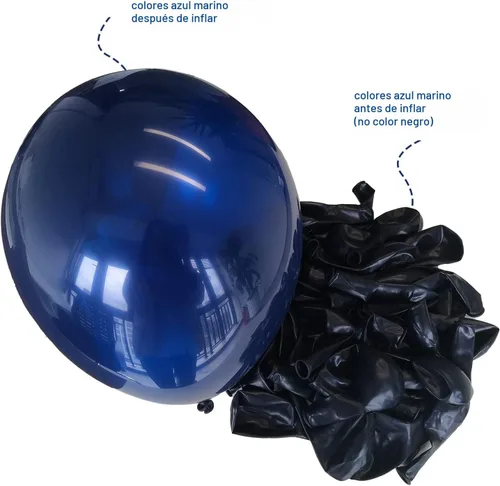 Miniatura 2 de Globos de confeti azul marino y dorados, 50 unidades de 12 pulgadas, globos de cumpleaños de perla blanca y dorados metálicos cromados