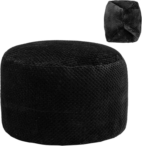 Asuprui Puf Otomano Redondo Sin Relleno Puf Otomano Sin Relleno Reposapiés de Piel Sintética Suave 20x20x12 Pulgadas Silla Mullida Puf de Suelo