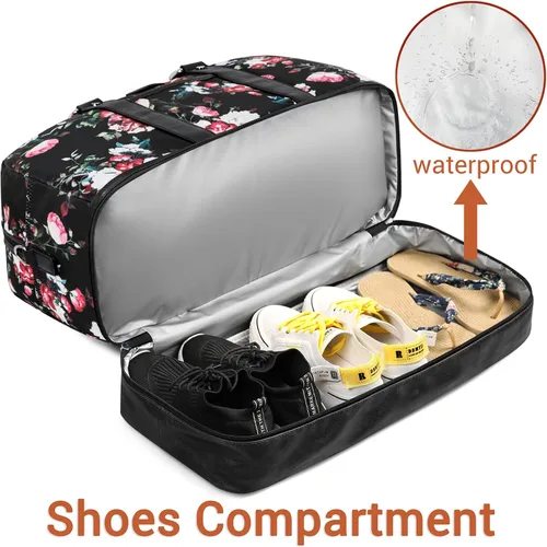 Miniatura 97 de IBFUN Bolsas de fin de semana para mujer, bolsa grande de lona para viaje, bolsa de viaje con compartimento para zapatos, 21 pulgadas, juego de 3