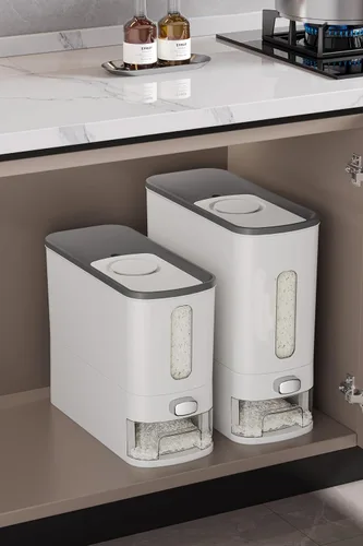 Miniatura 3 de IEEK Dispensador de arroz de 12 libras, recipientes grandes de almacenamiento de alimentos secos para cereales, contenedor de almacenamiento
