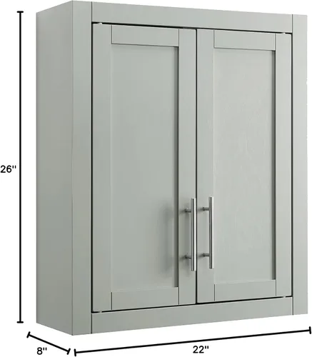 Miniatura 14 de Crosley Furniture Savannah Armario de almacenamiento para baño montado en la pared con estantes para medicinas, Gris
