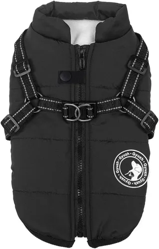 Miniatura 19 de Jinpet - Abrigo con arnés reflectante de invierno para perro, tela polar impermeable, chaqueta con cremallera, para cachorros, perros pequeños, Verde