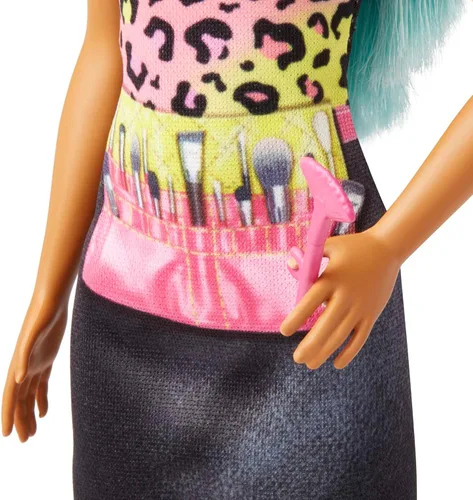 Miniatura 4 de Muñeca Barbie y accesorios, muñeca de maquilladora profesional con paleta y pincel