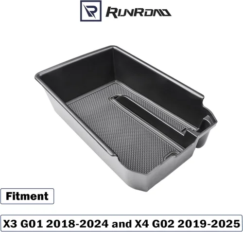 Miniatura 2 de RUNROAD Bandeja organizadora de consola central compatible con BMW X3 G01 2018-2024 y para accesorios BMW X4 G02 2019-2025, inserción de caja