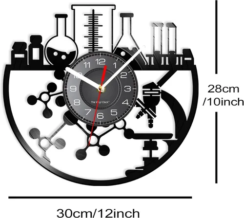 Miniatura 2 de Reloj de pared químico de 12 pulgadas, reloj de pared silencioso de cuarzo sin tictac, funciona con pilas, moderno, decorativo, química, analógico