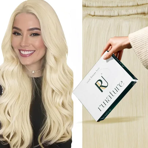 Miniatura 23 de RUNATURE Extensiones de cabello humano rubio con trama para coser, para mujer, añade volumen al cabello, 12 pulgadas, 2.47 onzas (2.47 oz), reflejos