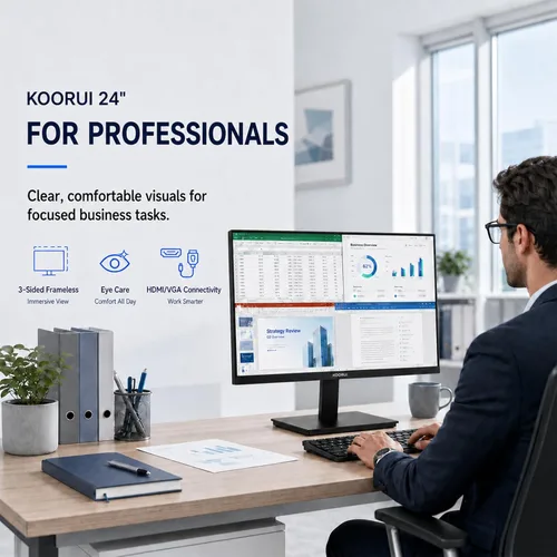 Miniatura 3 de KOORUI Monitor de PC FHD IPS de 24 pulgadas, sincronización adaptativa de 144 Hz, cuidado de los ojos, inclinación ajustable, HDMI y VGA, montaje