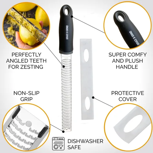 Miniatura 4 de Premium Kitchen Limón y queso parmesano Zester - Espiralizador versátil para frutas, verduras, ajo y cítricos - La mejor trituradora y peladora