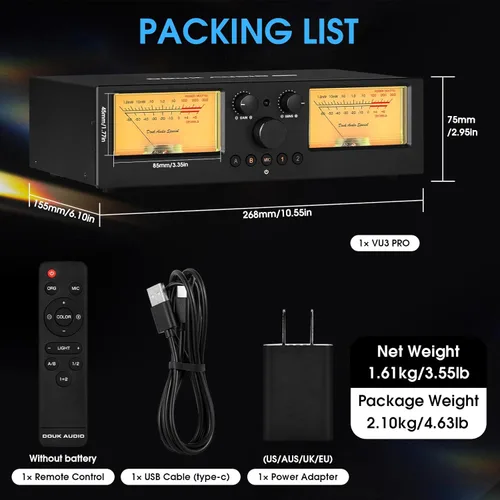 Miniatura 9 de Douk Audio VU3 PRO Medidor VU Analógico Dual, Interruptor de Amplificador de 2 Vías, Selector de Altavoces, Caja Conmutadora de Audio