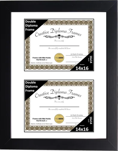 Miniatura 29 de Creative Picture Frames Marco de diploma doble clásico negro de 6 x 8 pulgadas con vidrio negro y colgador de pared instalado