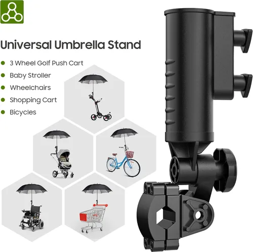 Miniatura 8 de 10L0L Kit de soporte de paraguas para carrito de golf, rotación de 180 grados, ajuste universal para la mayoría de cochecitos, bicicleta, carrito