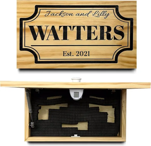 Miniatura 10 de Bellewood Designs Caja de Almacenamiento Oculta Personalizable para Armas en Pared - Caja de Seguridad Oculta para Armas con Nombre Familiar y Fecha