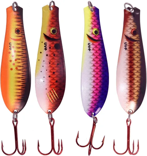 Miniatura 10 de Doctor Spoon - Paquete de 4 cucharas de pesca ultra violeta de alta calidad, con imagen innovadora y tecnología de acabado ultra violeta, ideal