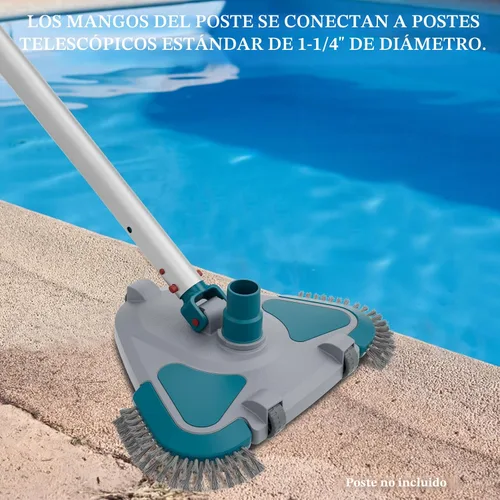 Miniatura 5 de Cabezal de Aspiradora Triangular con Peso Upgrade Pro Giratorio para Piscina con Cepillo y Mango EZ Clip - para Limpiar Superficie Seguro