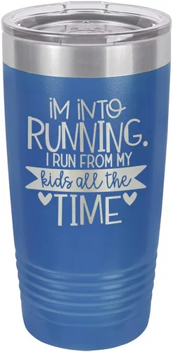 Miniatura 16 de Taza con texto en inglés "I RUN FROM MY KIDS 20oz Drink Tumbler with Straw », grabada con láser, taza de viaje con divertidas citas de Yeti Rambler