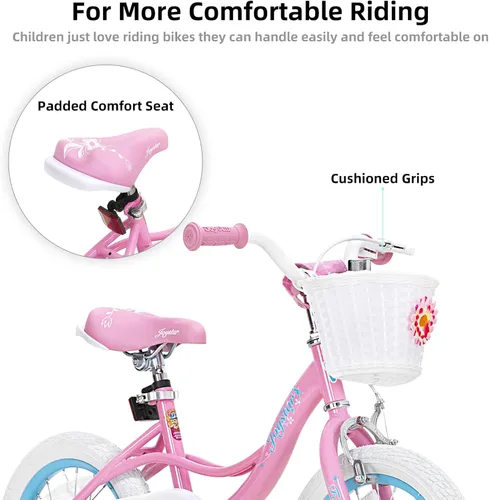 Miniatura 5 de JOYSTAR Fairy Girls Bike for Toddlers and Kids Ages 2-8 Years Old, 12 14 16 18 Inch Kids Bike with Training Wheels, Handbrake and Basket, Toddler