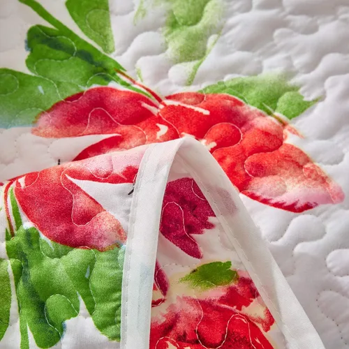 Miniatura 7 de UOZZI BEDDING - Juego de colcha reversible de 3 piezas, tamaño king, diseño floral, color blanco, rojo, verde y multicolor, suave microfibra ligera