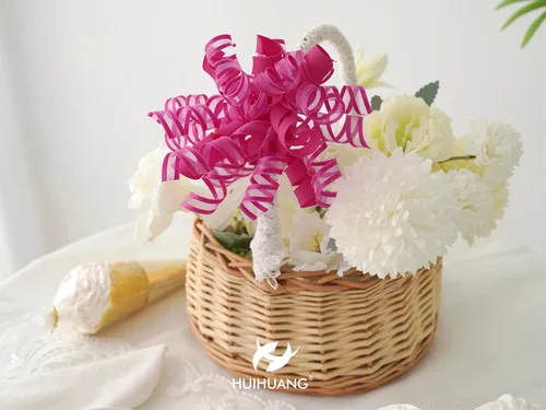 Miniatura 5 de HUIHUANG Lazos de color rosa intenso para envolver regalos, lazo de regalo rizado de 5 pulgadas x 8 unidades, lazos de cinta autoadhesivos para Rosa