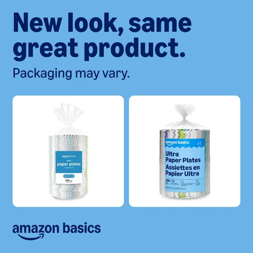 Miniatura 2 de Amazon Basics Ultra - Platos de papel, 6.87 pulgadas, desechables, 600 unidades (2 paquetes de 300), aptos para microondas, a prueba de remojo