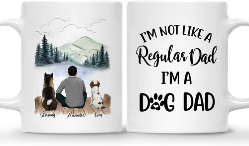 Miniatura 10 de Gossby Taza personalizada para papá con perro, Forever in My Heart, regalo personalizado para hombres amantes de los perros con diseño, nombres, 1