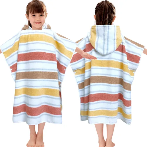 Miniatura 37 de VOOVA & MOVAS Poncho de Toalla de Baño Gruesa con Capucha para Niños (4-8 Años) - Bata de Toalla de Natación de Algodón Turco Suave y Absorbente