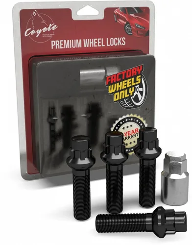 Miniatura 13 de Wheel Accessories Parts 4 cerraduras + llave M12 x 1.25 12 x 1.25 rosca Bellota para asiento con cerradura de perno de asiento con acabado negro