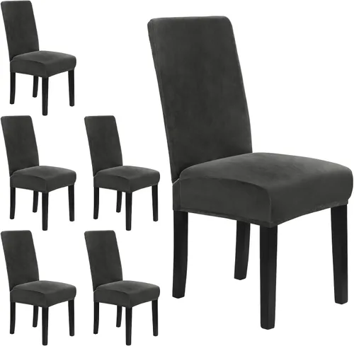 Miniatura 38 de MOSAYT Juego de 2 fundas elásticas de terciopelo para sillas de comedor, fundas suaves con tela extraíble gruesa para sillas Parsons, protectores