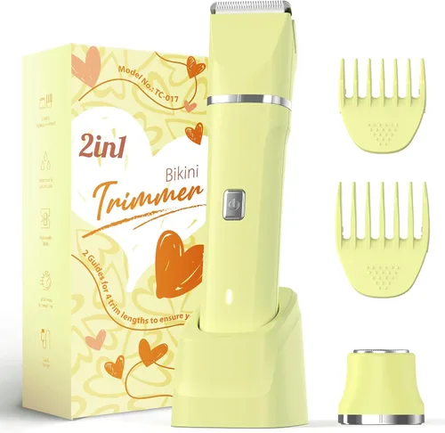 Miniatura 20 de Risina Recortadora de bikini eléctrica para mujer, afeitadora recargable 3 en 1, impermeable, removedor de vello púbico inalámbrico, portátil, sin