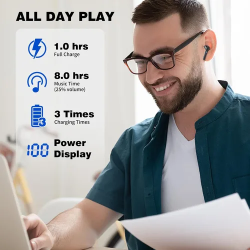 Miniatura 3 de Auriculares inalámbricos para Samsung S26 S25 Ultra S24 S23 Fe S22 Plus, 5.3 auriculares Bluetooth inalámbricos con micrófono estéreo para iPhone 17