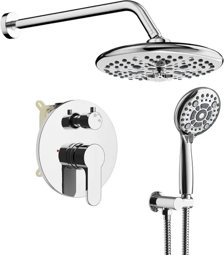 Miniatura 20 de SR SUN RISE Grifo de ducha – Sistema de cabezal de ducha multifuncional de alta presión de 8 pulgadas con accesorios de cabezal de ducha de mano