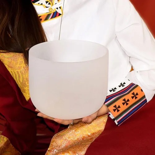 Miniatura 6 de TOPFUND - Cuenco de cristal de 8 pulgadas, afinado en la nota A, para el chakra del tercer ojo, instrumento de meditación y sanación del sonido