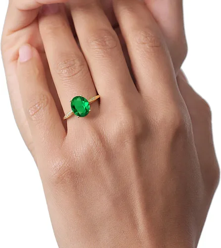Miniatura 53 de Gem Stone King Anillo de compromiso de oro amarillo de 14 quilates de 2-3 quilates con piedra preciosa ovalada de 0.394 x 0.315 in y diamantes