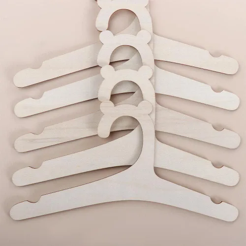 Miniatura 8 de Perchas de ropa para niños, 5/10 unidades, tendedero de madera para bebés y niños (5 piezas)