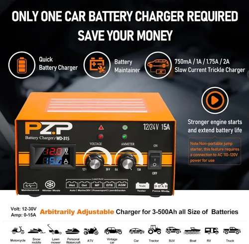 Miniatura 4 de Cargador de batería inteligente de coche de 12 V, cargador de goteo totalmente automático de 5 amperios, desulfatador de batería con reparación