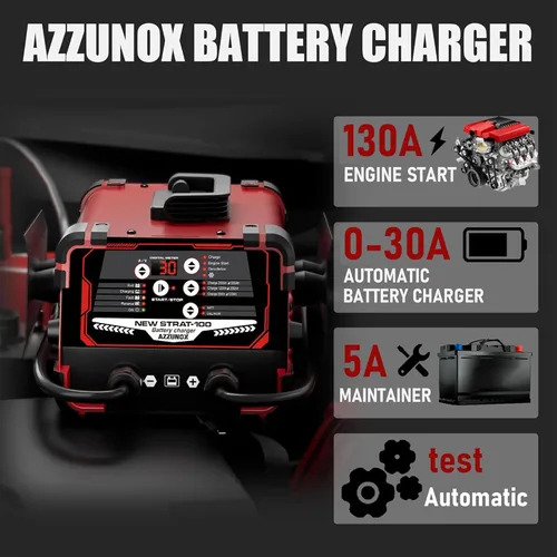 Miniatura 3 de Cargador de batería de coche de 12 V/24 V y arrancador del motor, mantenedor de batería de 0-30 A, amperios de arranque de 130 A, desulfatador
