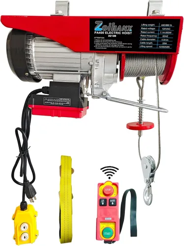 Miniatura 11 de Polipasto eléctrico 2 en 1, polipasto eléctrico de 440 libras 120 V con control remoto, velocidad de elevación de 16 pies/33 pies, cabrestante