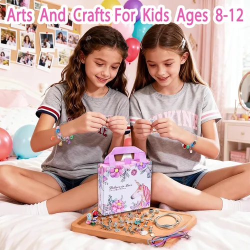 Miniatura 3 de COO&KOO Kit de fabricación de pulseras con dijes, un juguete de unicornio para niñas que inspira creatividad e imaginación, manualidades para niñas