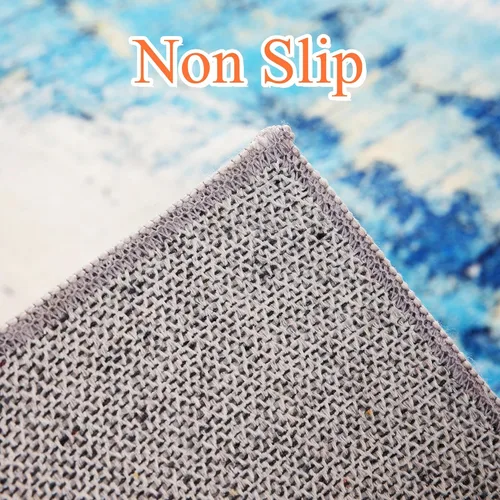 Miniatura 10 de Carvapet 9x12 Alfombras grandes para sala de estar y dormitorio, alfombra moderna lavable azul de pelo bajo con respaldo de goma, plegable, alfombra