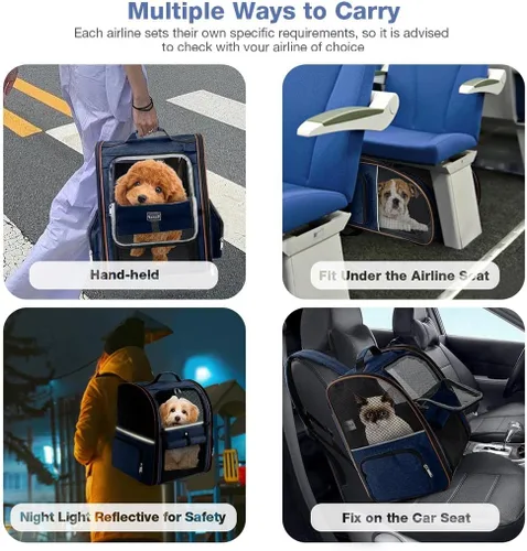 Miniatura 5 de Mochila Grande Transportadora para Gatos Expandible Mochila Transportadora de Mascotas para Perros Pequeños Gatos Medianos Soporta Hasta 18 Libras