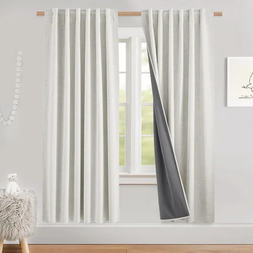Miniatura 67 de NICETOWN Cortinas 100% opacas de 63 pulgadas de largo, 2 paneles de cortinas cortas con aislamiento térmico con forro para dormitorio, cortinas