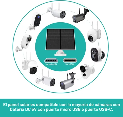 Miniatura 2 de Panel solar para cámara de seguridad, panel solar USB de 5 W compatible con cámara de batería recargable, cargador de panel solar para cámara