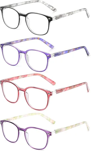 JM Juego de 4 lentes de lectura con bisagra de resorte de calidad, para hombres y mujeres, para lectura, 3.5 colores mixtos Paquete de 4 colores