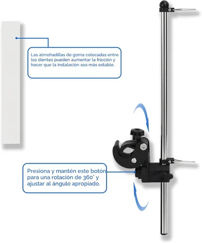 Miniatura 6 de Mástil universal para bandera de barco, abrazadera ajustable de acero inoxidable 316, kit de poste de bandera de barco con montaje en riel sin