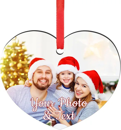 Miniatura 41 de Paquete de 4 adornos de Navidad personalizados 2025 de cerámica personalizada con foto y texto para decoración de árbol de Navidad, primera Navidad